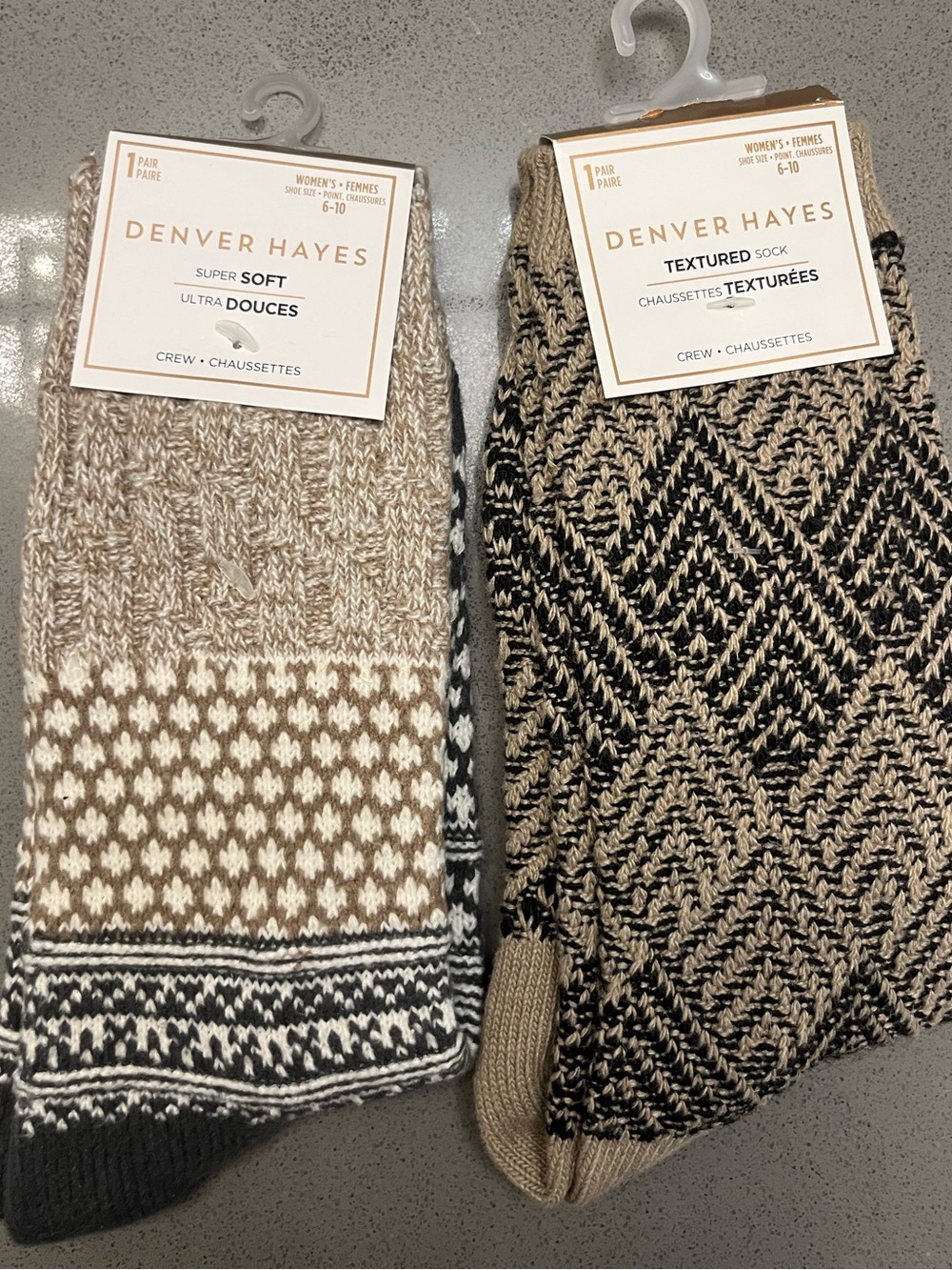 NWT Denver Hayes Women’s Cozy Crew Socks – 2 Pairs – Size 6–10